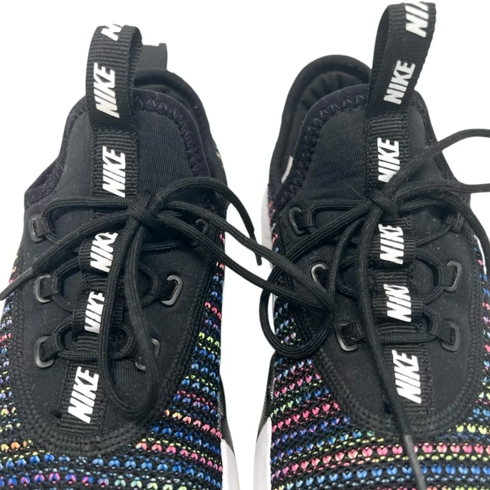 Nike Girls Ashin Modern Black Rainbow Knit Sneakers Athletic Shoes Youth 4.5